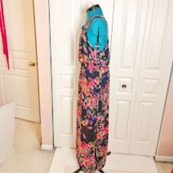 W118 Walter Baker NWT Floral Marble Sleeveless Sheer Racerback Lined Maxi Dress - Picture 3 of 15